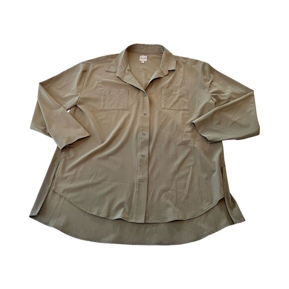 Nic + Zoe Womans Tech Stretch Shirt Blouse Snap Button Top Size Large Green $178 - Picture 2 of 5